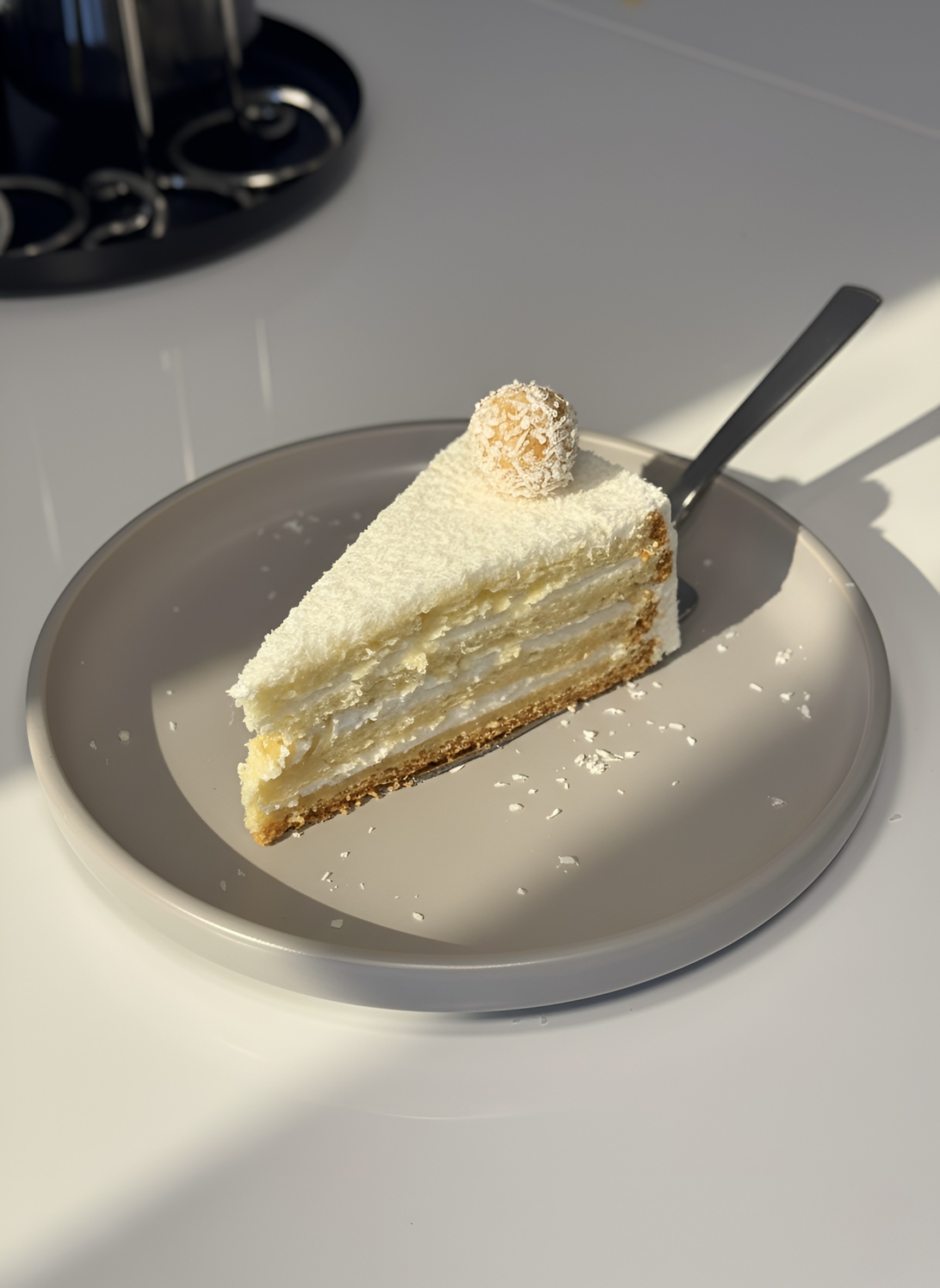 Delicate rafaello cake with floral design